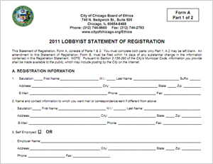 Lobbyist Registration Form A - Statement of Registration
